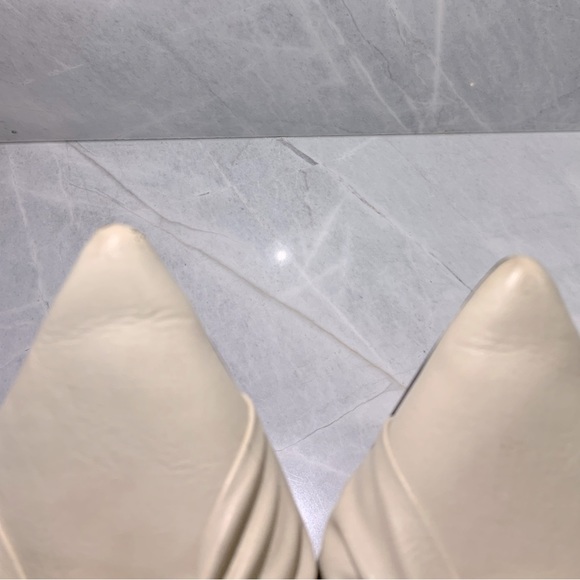 Zara cream leather soft back ballet flats  with top knot size 39 - Picture 3 of 9